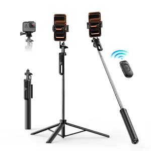 360° Rotatable Wireless Selfie Stick Tripod with Remote, Extendable Stand, High-Strength Legs, Compatible with iPhone & Samsung Phones, Rotating Stand