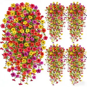 6Pack Faux Vines Artificial Flower Arrangement - Eucalyptus, Violet, Phalaenopsis, 6-Petal Cracked Vine, Low Maintenance Decor Ornaments for Outdoor Hanging Basket, Home Room Outdoor Decor tiktokshopspringglowup