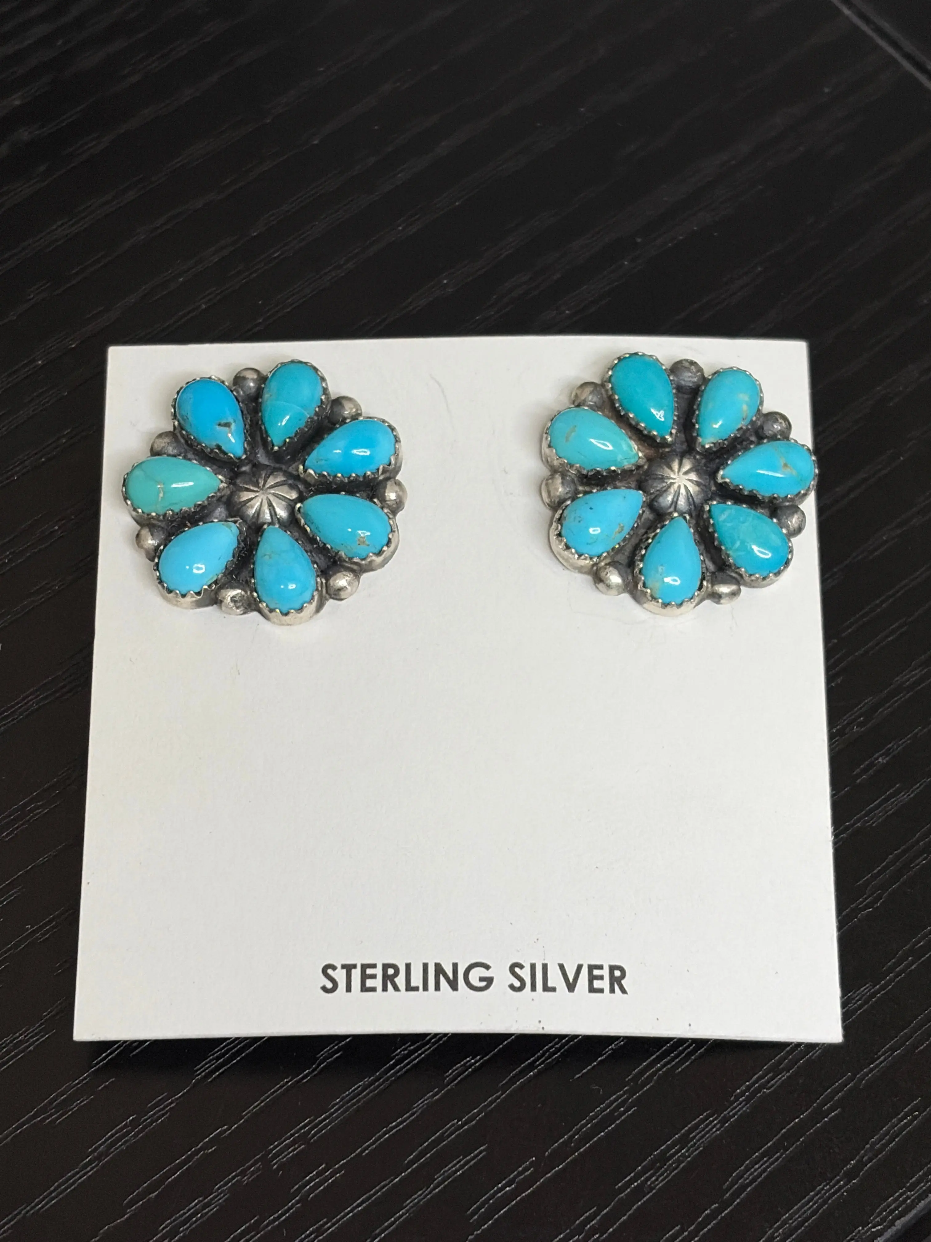 Native American - Kingman Turquoise Cluster Earrings