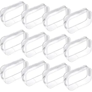 12 count Clear  Makeup Bags with Zipper PVC Zippered Clear Toiletry Carry Pouch Travel Size Plastic  Portable Transparent Organizer Case for Men and Women Traveling and Organizing