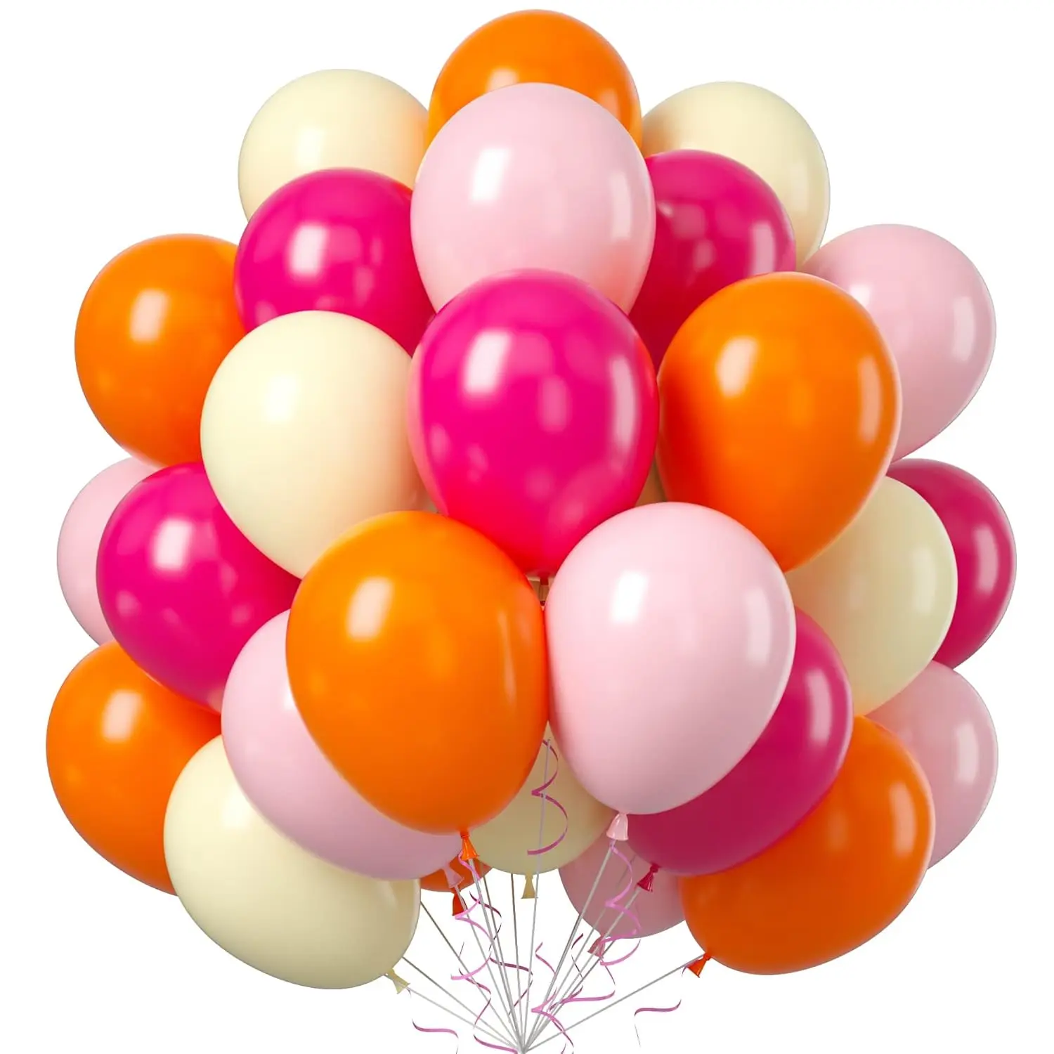 Balloons Pink Orange Yellow, 50Pcs Pink Yellow Orange Balloon Arch Kit, Latex Party Balloons For Birthday Decoration Wedding Baby Shower Engagement Balloons Decoration Party Supplies