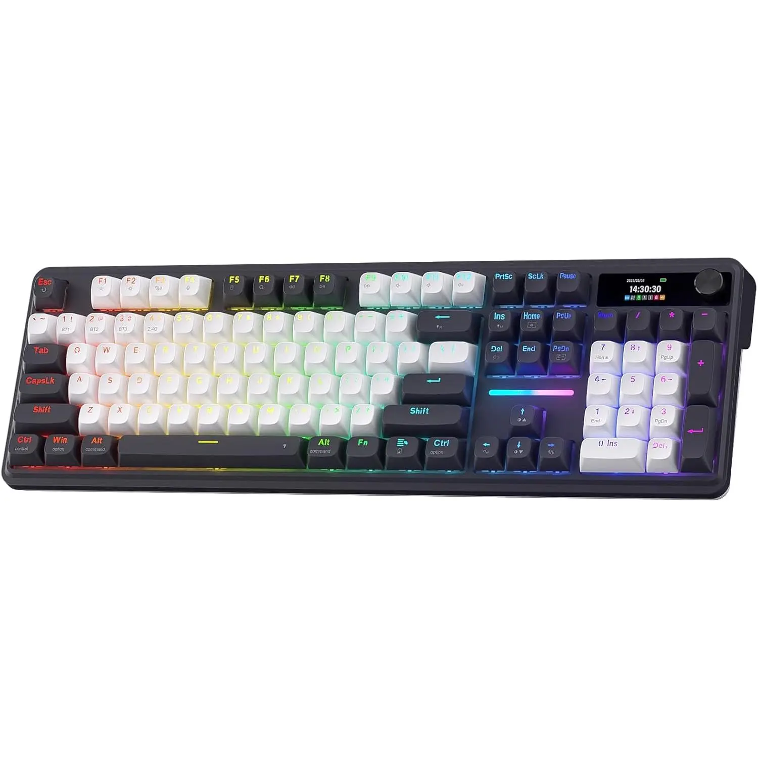 Redragon K762 Wireless Gasket Gaming Keyboard w/Hype Screen & Knob, 104 Keys Mechanical Keyboard, Easy-Control 1.14’’ TFT Info Display, 5-Layer Noise Dampening, Round PBT Keycaps, Mint Mambo Switch, Abyssal Blue tiktokshopbacktoschool
