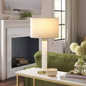 Faux Marble Stick Table Lamp White - Threshold