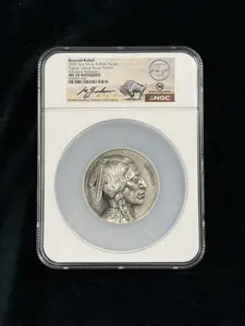 Coming to Life: Buffalo Nickel 5oz Silver MS70 Signed by Designer Micheal Gaudioso