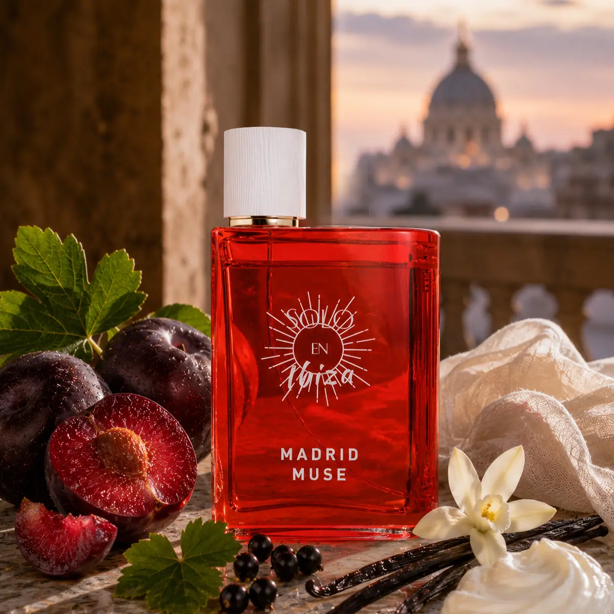 SOLO EN IBIZA Madrid Muse Eau de Parfum, 100ml - Long-Lasting Floral Fruity Fragrance with Plum, Orchid, Vanilla & Musk, Single Item, Aromatic Floral, Edp Gourmand Fragrance, Floral Fragrance Perfume