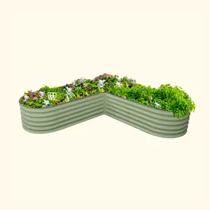 Vego Garden 17" Tall L-Shaped Large Size Raised Garden Bed Kit - Large Size for Vegetables Flowers & Plants Modern Outdoor Decor with Panels