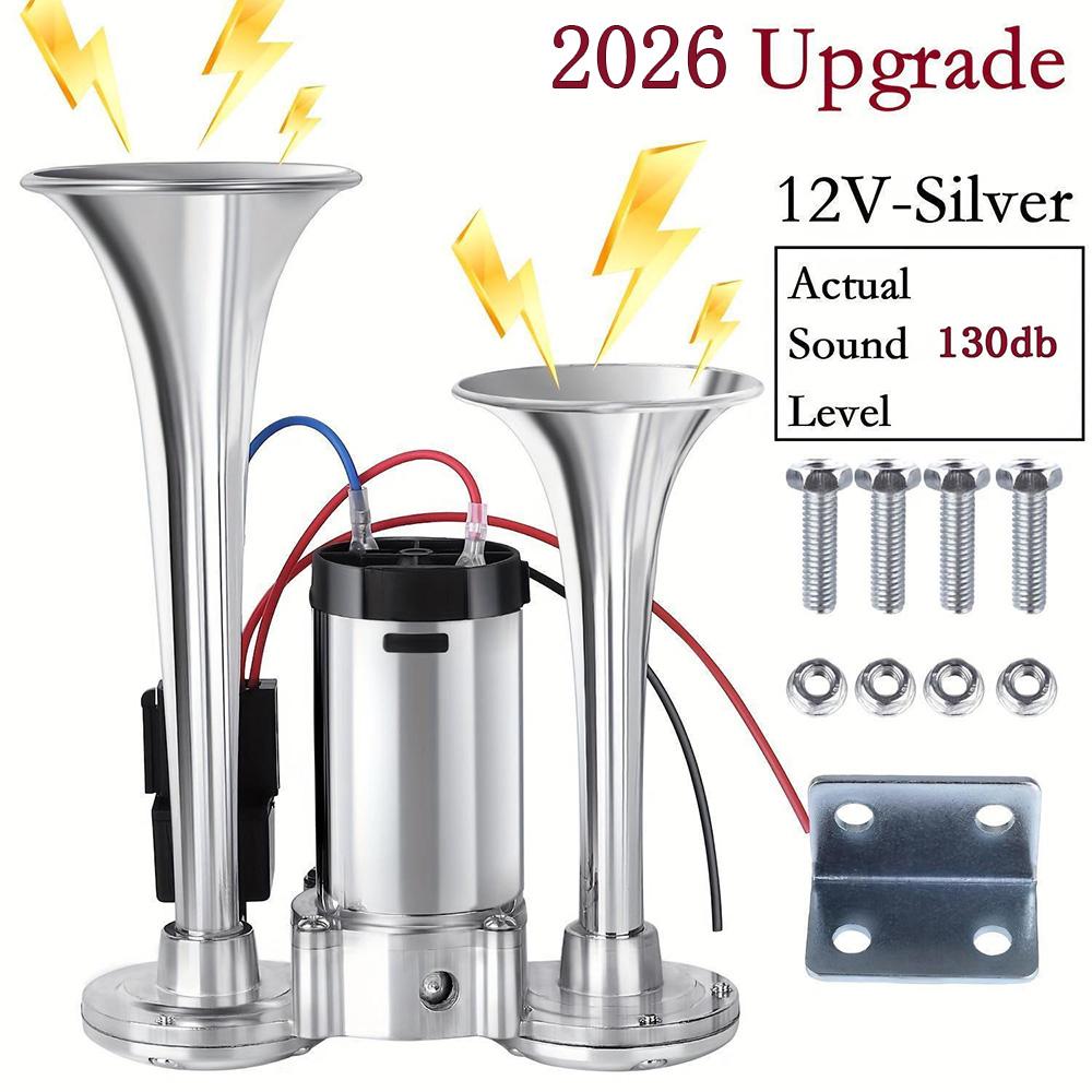 12V 150db Train Air Horn Kit - Dual Electric Horn With Compressor For Trucks & Cars