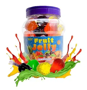 Funtasty Fruit Squeezable Jellies - 40 Count Jar - Tik Tok Candy - Halloween Treat in Assorted Fruit Flavors - Mango, Strawberry, Apple, Pineapple, and Grape