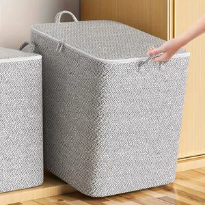Large Capacity Clothing Storage Bag with Handle, Foldable Cotton Quilt Rack, Closet Organizer Box, 1 Piece, Ideal for Home Use, Clothes Organizer, Home Organizers
