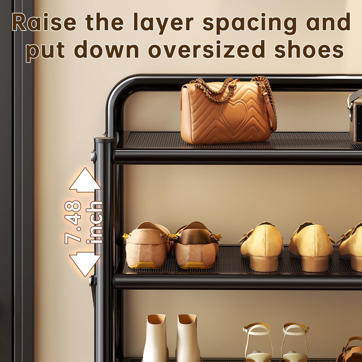 MiaoLi 4-Tier ABS Plastic Freestanding Shoe Storage Shelf - No-Assembly Foldable, Adjustable Shelves, 20-25 Kg High Capacity, Corrosion Resistant, Space-Saving Home Storage Solutions for Entrance/Closet, Adjustable Shoe Cabinet