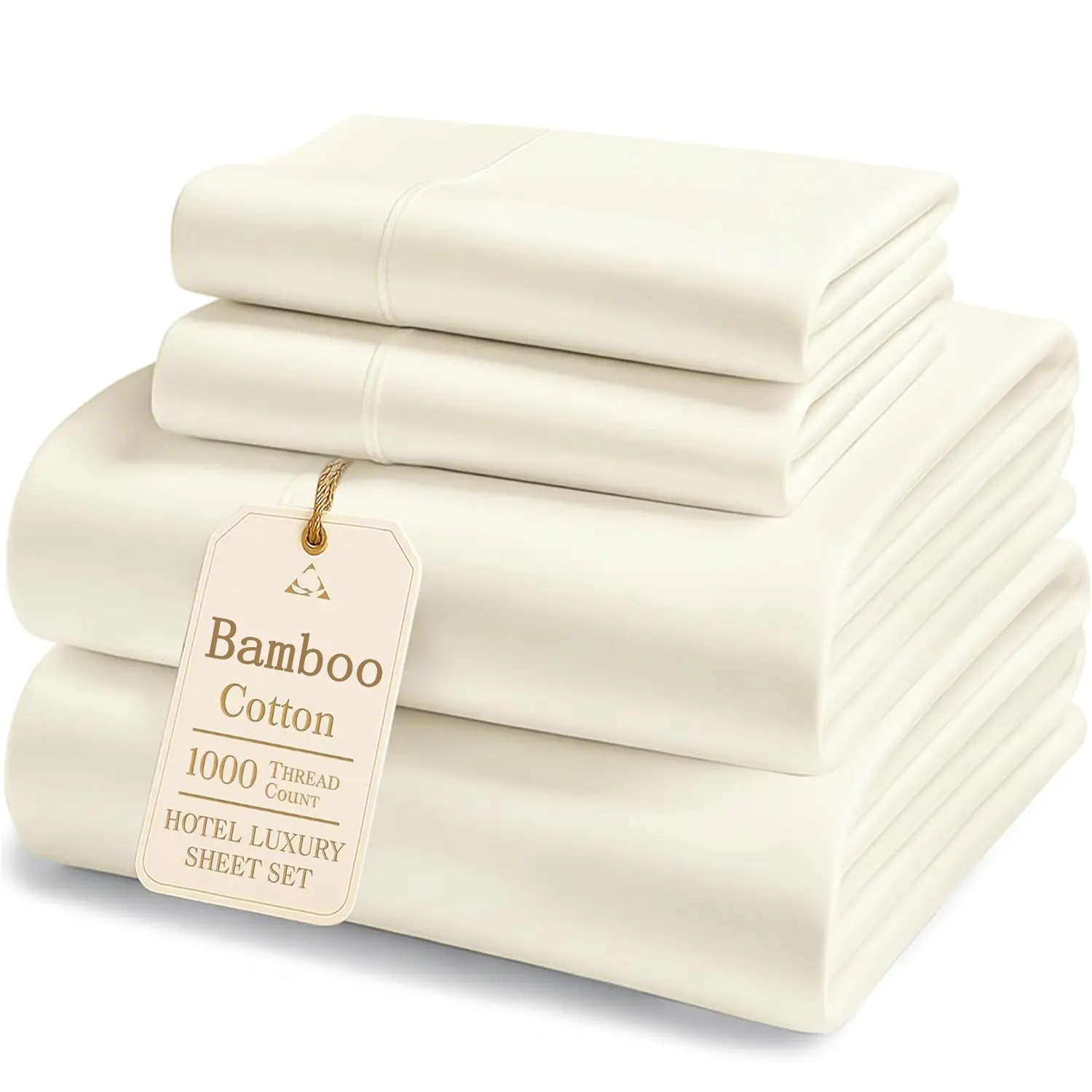 MUXHOMO Bamboo Cooling Bed Sheets - 14 Inch Deep Pocket Hotel-Grade Bedding Set for Room Decor, Ultra-Soft & Breathable for Hot Sleepers, Wrinkle-Resistant & Moisture-Wicking Bamboo Fabric, Double-Stitched Machine Washable Sheets