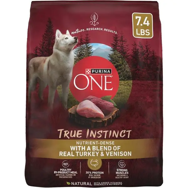 Purina ONE True Instinct With A Blend Of Real Turkey and Venison Dry Dog Food - 7.4 lb. Bag