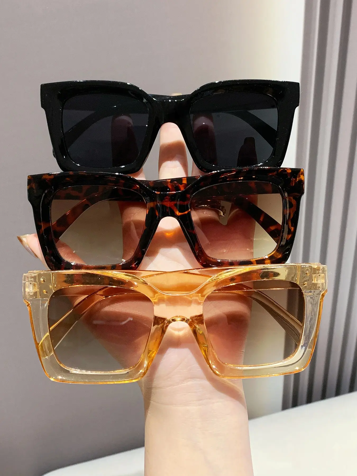 3 Pairs Burgundy Square Frame Fashion Women's Glasses, Beach Style Accessory, Summer Trendy Eyewear, Casual Decorative Lens, Casual Stylish Glasses