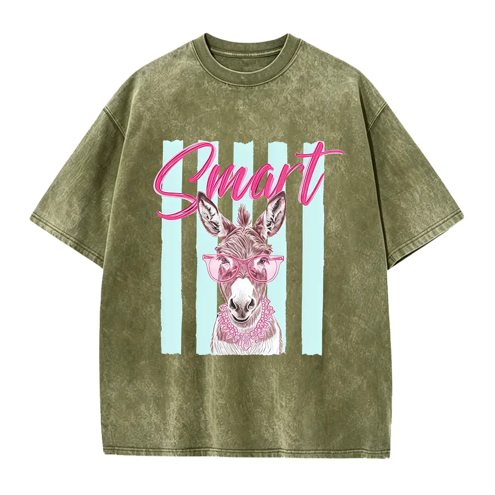 Funny Donkey Graphic T-Shirt for Women, Casual Short Sleeve Sassy Farm Apparel, Smooth Seamless Cotton Fabric, Solid