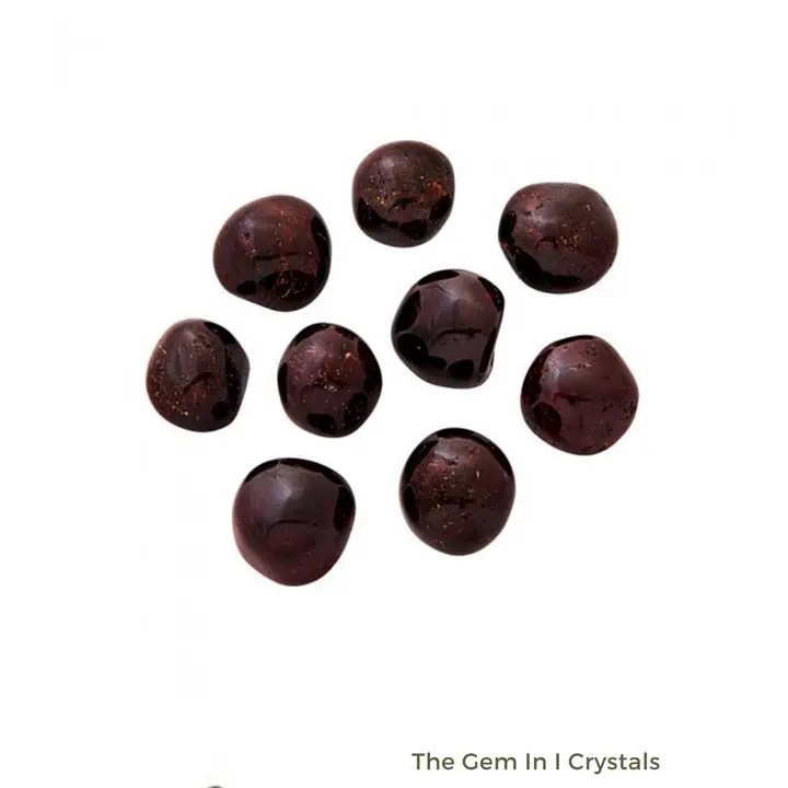 Garnet Tumbled Stone 20-30mm Medium Tumblestone with Dark Color and Unique Shape