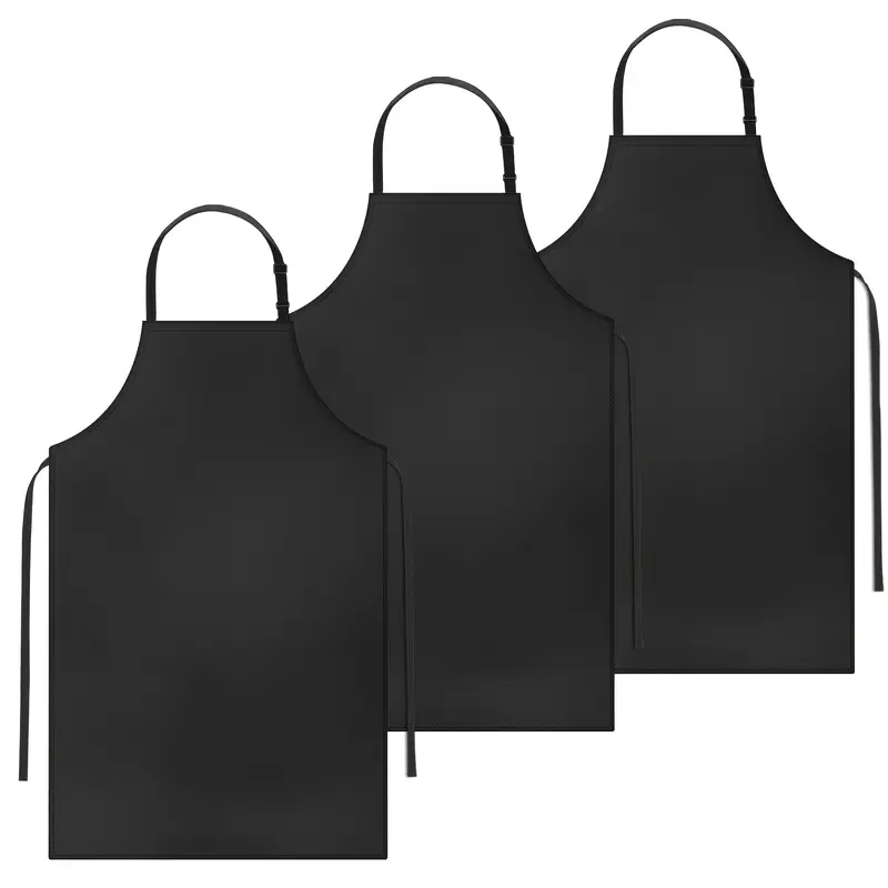 3-Piece Waterproof Rubberized Vinyl Apron Adjustable Dishwashing Apron-Heavy Duty Work Apron, Suitable for Dishwashing Chemistry Laboratory Butcher-Oil and Acid Resistant, Suitable for Kitchen, Restaurant and Industrial Use, Tools and Household Items (Bla