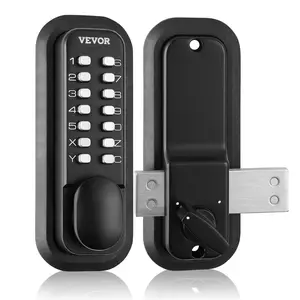【Summervibes】VEVOR Mechanical Keyless Entry Door Lock, 14 Digit Keypad, Outdoor Gate Door Locks Set with Surface-mounted Latch, Water-proof Zinc Alloy, Keypad and Knob, Easy to Install, for Garden, Garage, Yard