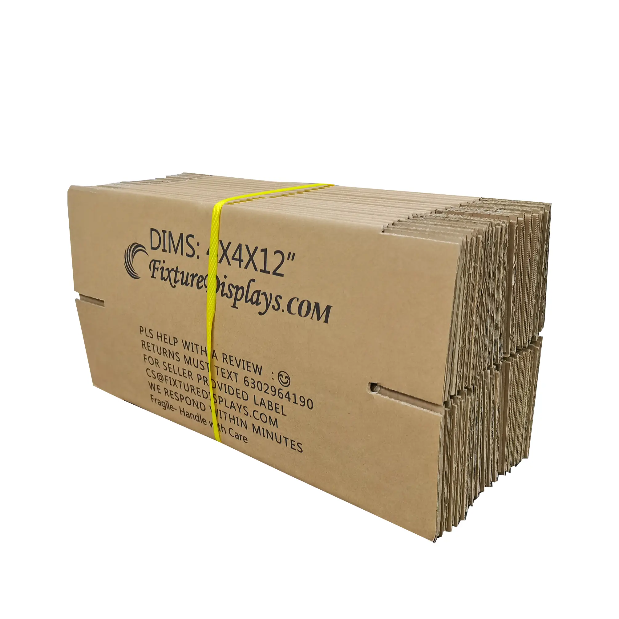 FixtureDisplays® 20 Pack 4 X 4 X 12" Shipping Boxes, Singlewall B Flute Cardboard Box for Shipping, Mailing, Packaging and Storage, Custom Size & Print Welcome 4X4X12-20PK-NF