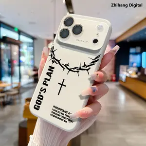 Christianity God's plan Philippians 4:13 Bible Cross Solid Color with Ultra Skin friendly Touch, All Inclusive Lens Phone Case Suitable for iPhone 17 Pro Max Air 16 15 14 13 12 Heavy Duty Cushion Bumper Protective Cover