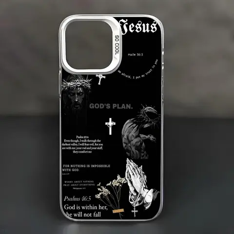 Luxury Religious Jesus Cross Pattern Silicone-TPU Shockproof Casing - Colorful, Lightweight, Scratch-Resistant, Heavy Duty Protection Accessory for iPhone 11,12,13,14,15,16,17/18 Pro Max Plus Series Phone Accessories