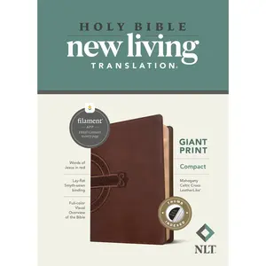 NLT Compact Giant Print Bible, Filament Enabled (Leatherlike, Mahogany Celtic Cross, Indexed, Red Letter) -- New Living Translation - Bible
