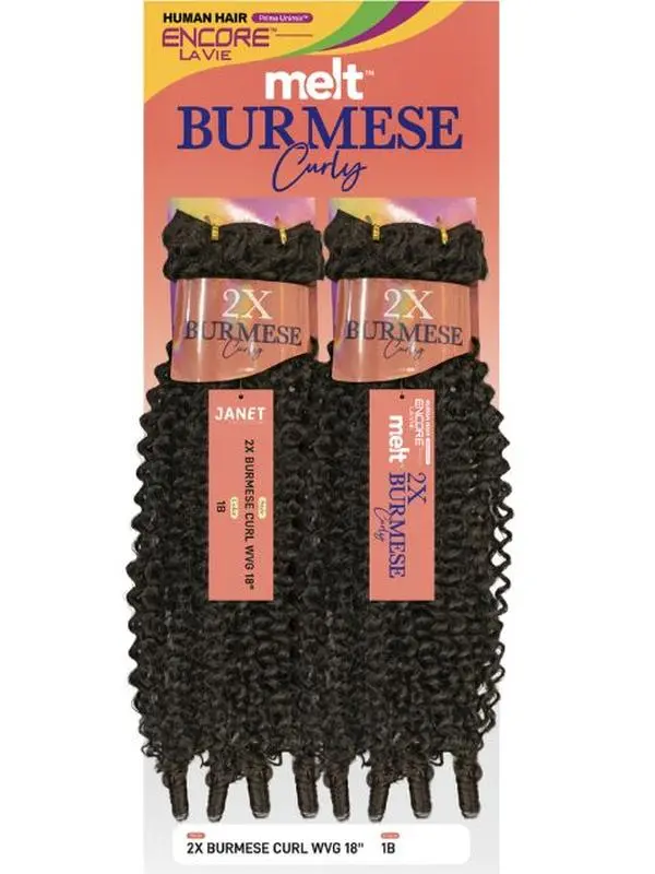 Janet Collection Human Hair Blend Encore Lavie Melt 2X BURMESE CURL Weave 18"