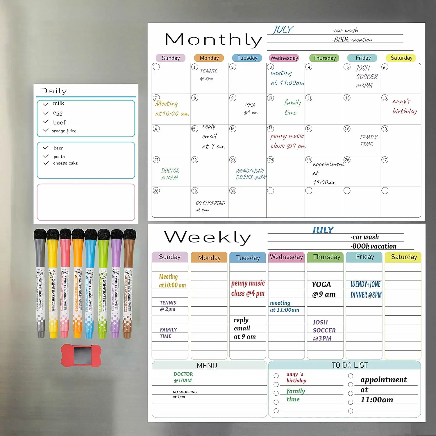 Magnetic Dry Erase Calendar Board, 1 Set Magnetic Whiteboard Set with Markers, Magnetic Chalk Calendar, Refrigerator & Wall Organization Supplies, Cha