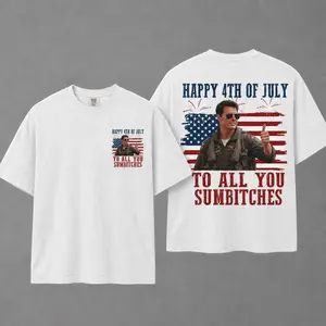 Comfort Colors Happy 4th Of July To All You Sumbitches Two Sides Shirt, Maverick Tom Cruisse America, Retro Usa Fighter Shirt, Unisex Short Sleeve Tee, Casual Clothing