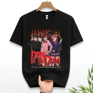 Bold Dandadan Graphic Shirt – Do You Believe in Ghosts and Aliens? Printed on Oversized Fit for Otaku Collectors