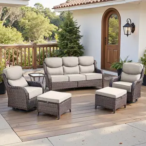 【3 Packages Shipping】Belord 6-Piece Wicker Patio Sofa Set, Swivel Chairs & Deep Seating, NT Series