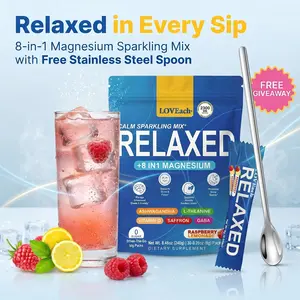 MagicRelaxed Calming Sparking Mix with 8-in-1 Magnesium complex KSM-66 Ashwagandha Saffron Vitamin D3 GABA & L-Theanine Supports Cortisol Balance Mood Sleep 30 Servings No Sugar Non GMO Raspberry Lemonade Flavor Free gift mixing spoon, Dietary, Natural