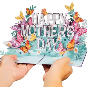 Paper Love Mother's Day Card, Happy Mothers Day Pop Up Card 3D Design for Mom Wife Grandmother Intricate Laser Cut Details Premium Cardstock Butterflies, Hummingbirds