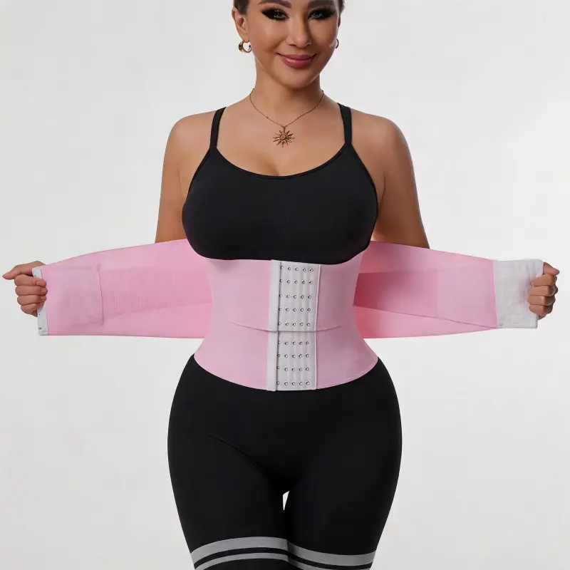 Women's Triple Wrap Waist Trainer Belt, High Elastic NylonTummy Control Waist Cincher with Multi-Row AdjustableHook & Eye Shaping Girdle