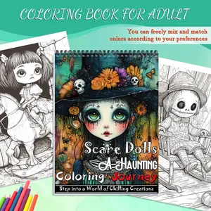 Horror Doll Themed Coloring Book, 24 Pages Thick A4 Paper, Unique Designs for Halloween Gifts, Perfect for Parties & Celebrations