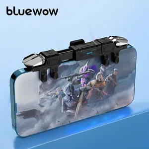 BlueWow DY15 Smartphone Game Trigger, 6-Finger Aim & Shoot ABS Alloy L1/R1 Buttons, Gaming Joystick Controller Accessories for Free Fire, iPhone & Android
