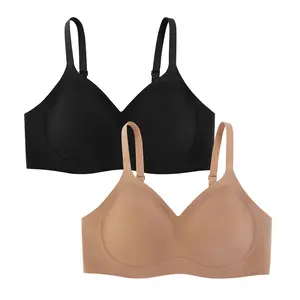 HSIA Tiya CloudSoft Jelly Wireless Comfort Buttery Soft Wire Free Seamless No Underwire Full Coverage Supportive T-shirt Bra Everyday Bra 2 Pack Bundle
