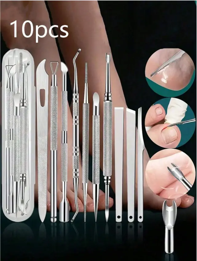 10-In-1 Pedicure Kit,Stainless Steel Foot Care Kit For Home & Salon Care, Filer,Portable Storage Box Included, Travel Kit,Bag,Organizer