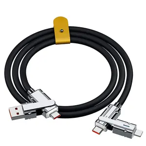 100W 4 IN 1 Fast Charging Cable 5ft/1.5M Chubby Silicone USB C PD Lightning Charging Data Transfer Cable, 480Mbps for Phone15 14 13 12 Pad Mac,Samsung S24 S23 S22 S21