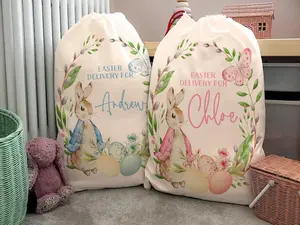Custom Easter Basket, Easter Egg Hunts, Bunny Baskets for Kids Bag, Personalized Easter Sack for Easter, Boys Girls Easter Gifts, Bunny Sack