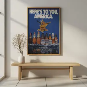 [Sale Up To 60% ]- Free Ship. Unframed - Vintage AnheuserBusch Beer Poster Heres to You, America Retro USA Beer Ad Budweiser Michelob Busch Wall Art