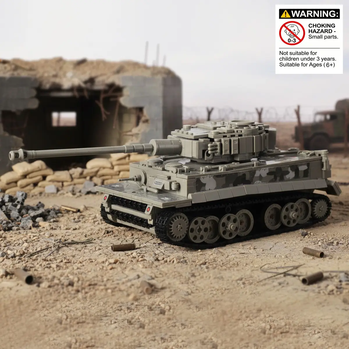 Tiger Tank Building Set, Track Armored Vehicle, Rotatable Details, Stable Design, Assembly Model Toy, Boy Treasure Gift, Building Blocks Set, Building Block Sets