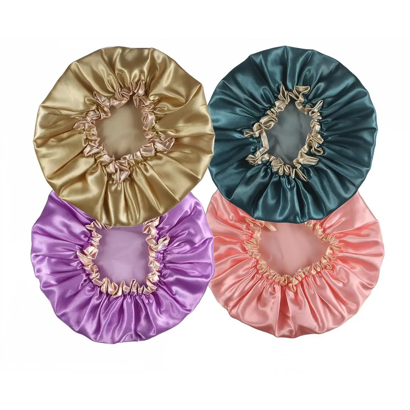 4 Pack Bright Colored EVA Shower Caps, Double Layer ,  & Durable,  Hair Protection, Shower Cap for Women, Ideal for Shower, Bath & , Multi-Use Daily Hair Care Caps