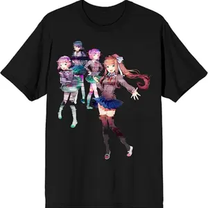 Doki Doki Literature Club Anime T-Shirt – Cute Anime Girls Graphic Tee, Vintage Style Unisex Shirt - Vintage Graphic Tee – Unisex S-3XL – Menswear & Womenswear – Streetwear Tops – Casual Cotton Crewneck Shortsleeve T-shirt
