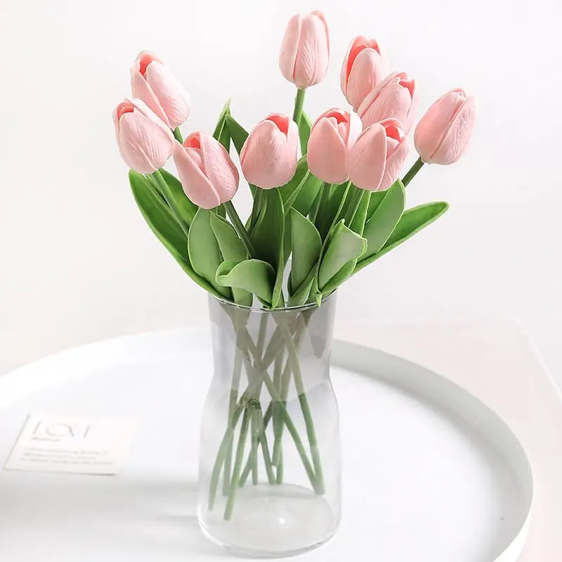 Easter Decor Artificial Tulip without Vase, 10pcs Faux Long Stem Decorative Tulip for Flower Arrangement Vase Filler, Artificial Flower Ornaments for