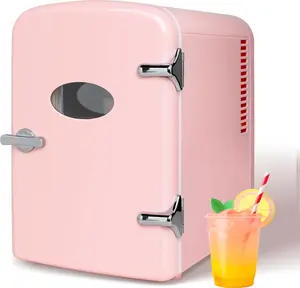 iPOWER 6L Aesthetic Cosmetic Travel Mini Freezer - 9-Can Capacity, Cooler & Warmer, Freon-Free, Portable Black Unit with Stickers & Window, 12V Car Power Supply, Unique Gift for Friends (Thanksgiving, Christmas), Cosmetic Fridge, Travel Fridge