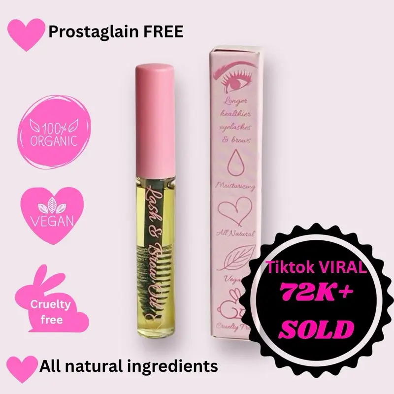Lash & Brow Growth Oil , Serum For Eyelashes & Eyebrows | Vegan | All Natural | Prostaglandin Free | Thicker Longer Eyelashes | Castor Oil | Rosemary Oil |  Sensitive |  Hydrating | Nourishing  Blend