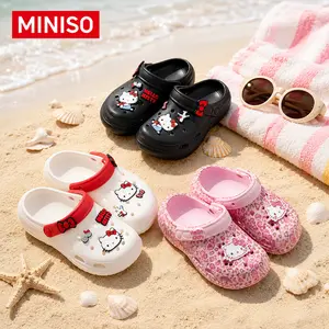 MINISO Hello Kitty Pink Leopard Print Platform Clogs for Women, Kawaii Thick Sole EVA Garden Shoes, Non-Slip Lightweight Animal Print Slides, Breathable Summer Outdoor Daily Sandals, Perfect Holiday Gift for Sanrio & Hello Kitty Fans