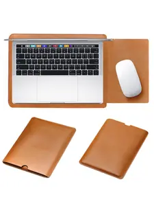 Solid Color Laptop Case with Mouse Pad, PU Leather Laptop Protective Cover, Laptop Bag for Macbook Air, iPad, Notebook, Apple, Huawei, Thinkpad, HP