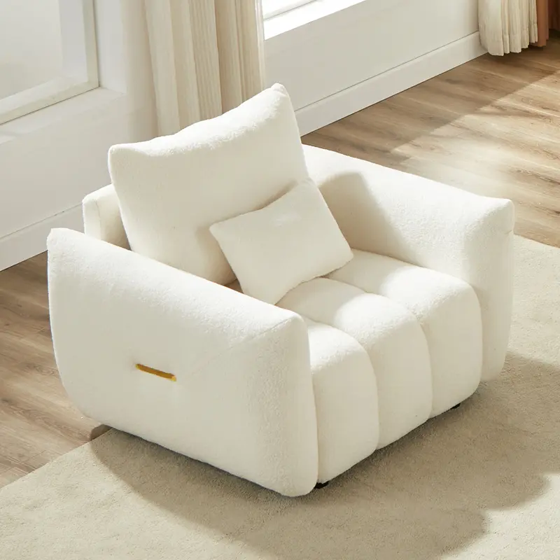 【Bellemave】MH35.24''Teddy Fabric Sofa, Modern Lounge Chair, Upholstered with One Pillow for Apartment, Office, Living Room and Bedroom