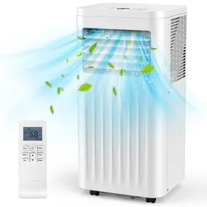 COWSAR 8000-10,000 BTU EasyCool Portable Air Conditioner - Cool up to 350 Sq. Ft. AC with Easy-to-Use Remote Control, Digital LED Display, 24H Timer, Sleep Mode and Complete Window Installation Kit, Perfect for Bedroom, Living Room, Home Office, Apartment